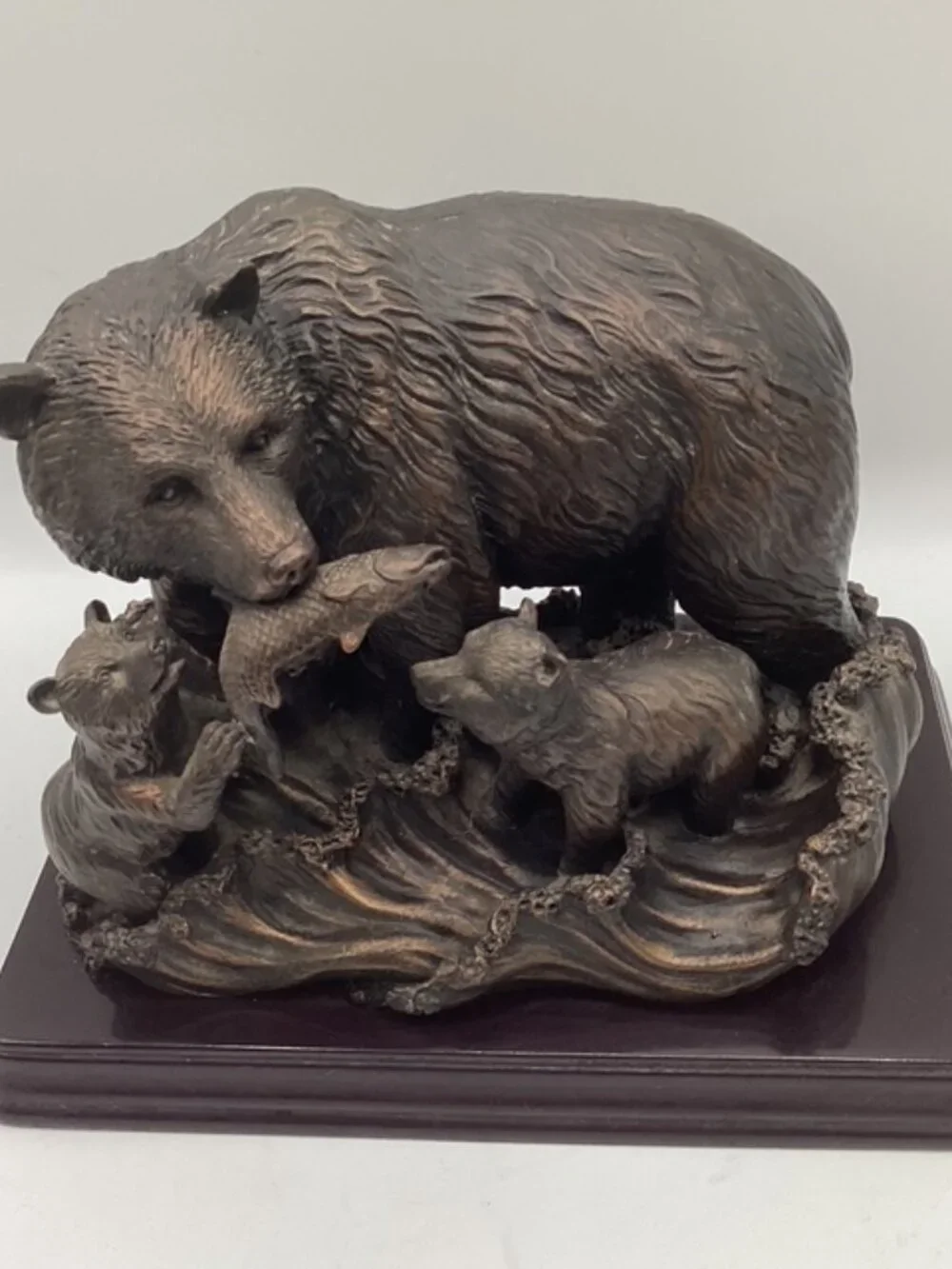 Bronze Toned Bear and Cubs Statue/Figurine Very Heavy 6